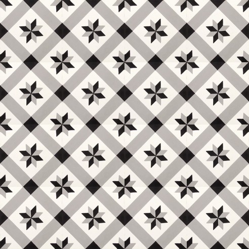 Czarno-szaro-biała płytka cementowa 4712