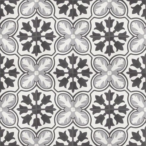 Marokańskie płytki cementowe 3680 czarno-szaro-białe