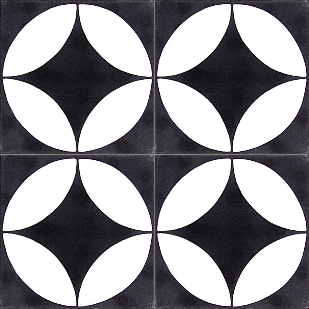 Płytki cementowe 2241 - czarno białe płytki marokańskie
