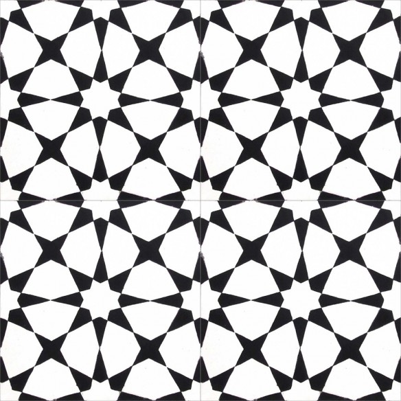 Płytki cementowe 2250 czarnobiała mozaika marokańska