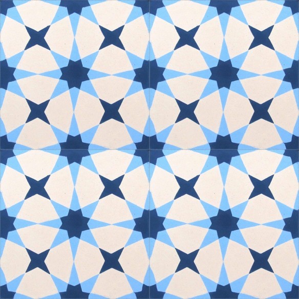 Płytki cementowe 2252, błękitna marokańska mozaika