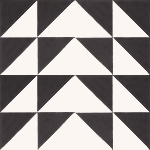 Płytki cementowe 2451, trójkąty czarne i białe
