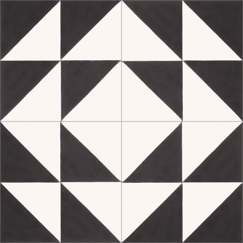 Płytki cementowe 2451, trójkąty czarne i białe