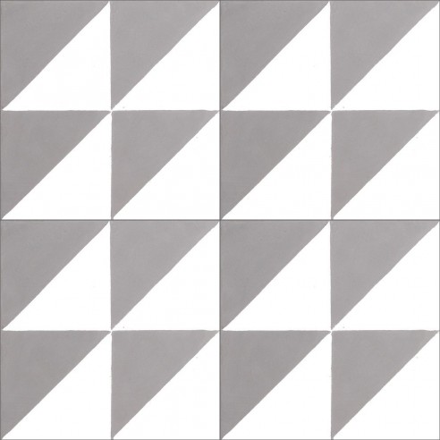 Płytki cementowe 2450, trójkąty białe i szare