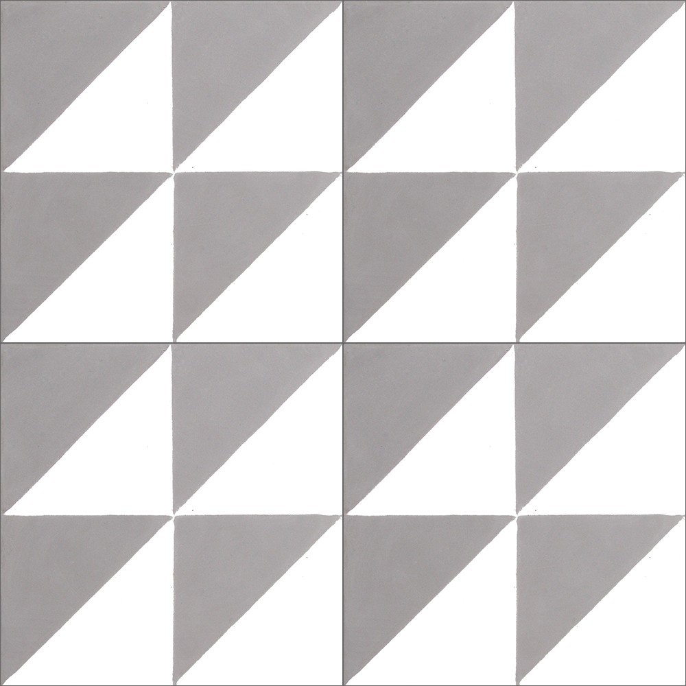Płytki cementowe 2450, trójkąty białe i szare