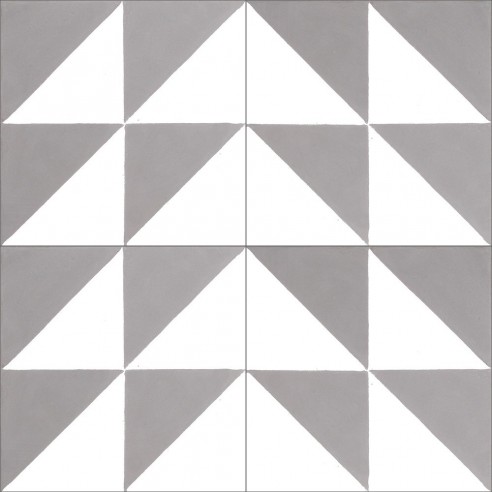 Płytki cementowe 2450, trójkąty białe i szare