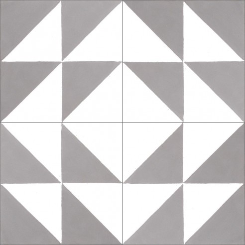 Płytki cementowe 2450, trójkąty białe i szare
