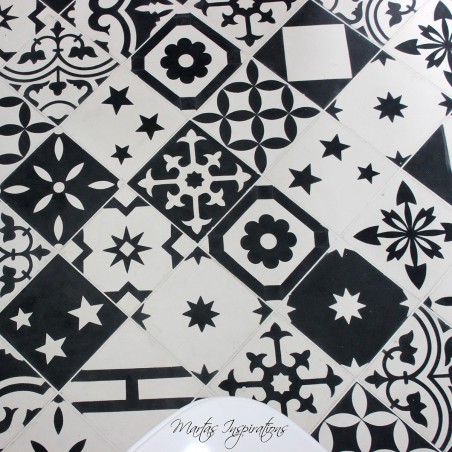 Płytki cementowe PATCHWORK czarno biały - łazienka