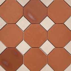 Terakota COTTO ośmiokątna, insert 10x10 ECRU