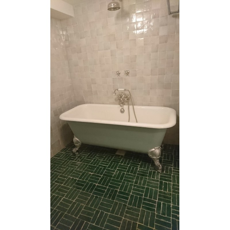 Zielone płytki marokańskie Bejmat Vert Foncee, łazienka
