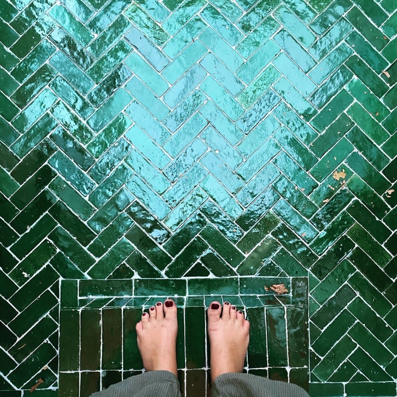 Zielone płytki marokańskie Bejmat Vert Foncee, podłoga