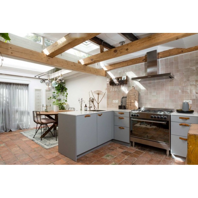 Różowo-szare Płytki Zellige - Gris Rose - kuchnia