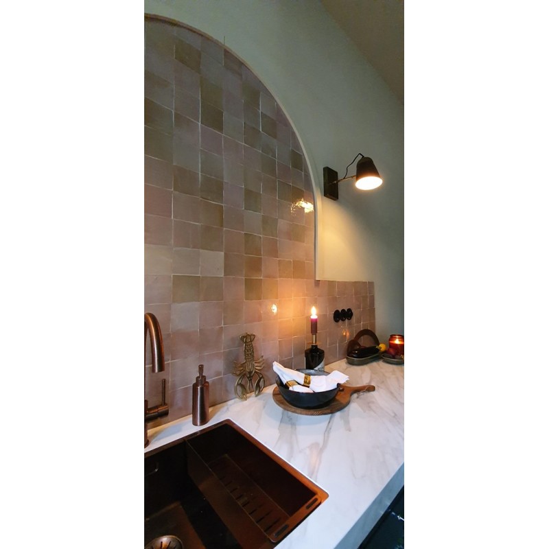 Różowo-szare Płytki Zellige - Gris Rose - łazienka