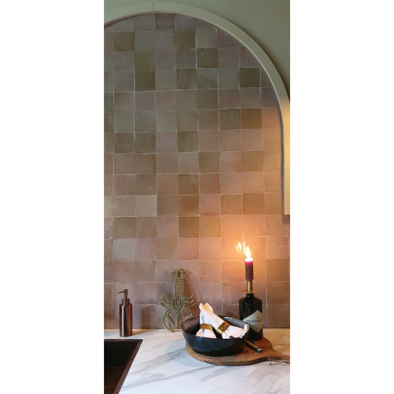 Różowo-szare Płytki Zellige - Gris Rose - łazienka