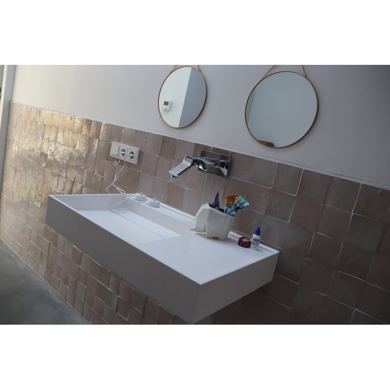 Różowo-szare Płytki Zellige - Gris Rose - łazienka