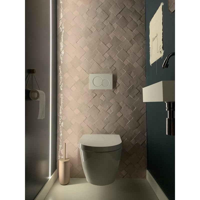 Różowo-szare Płytki Zellige - Gris Rose - toaleta