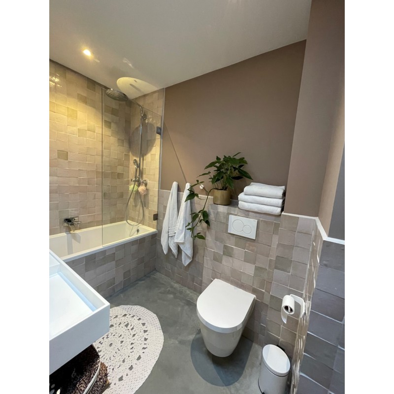 Różowo-szare Płytki Zellige - Gris Rose - toaleta, łazienka