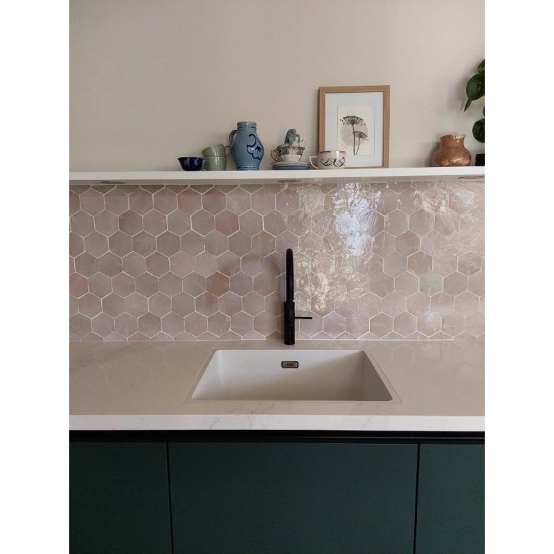 Różowo-szare Sześciokątne Płytki Zellige - Gris Rose - kuchnia