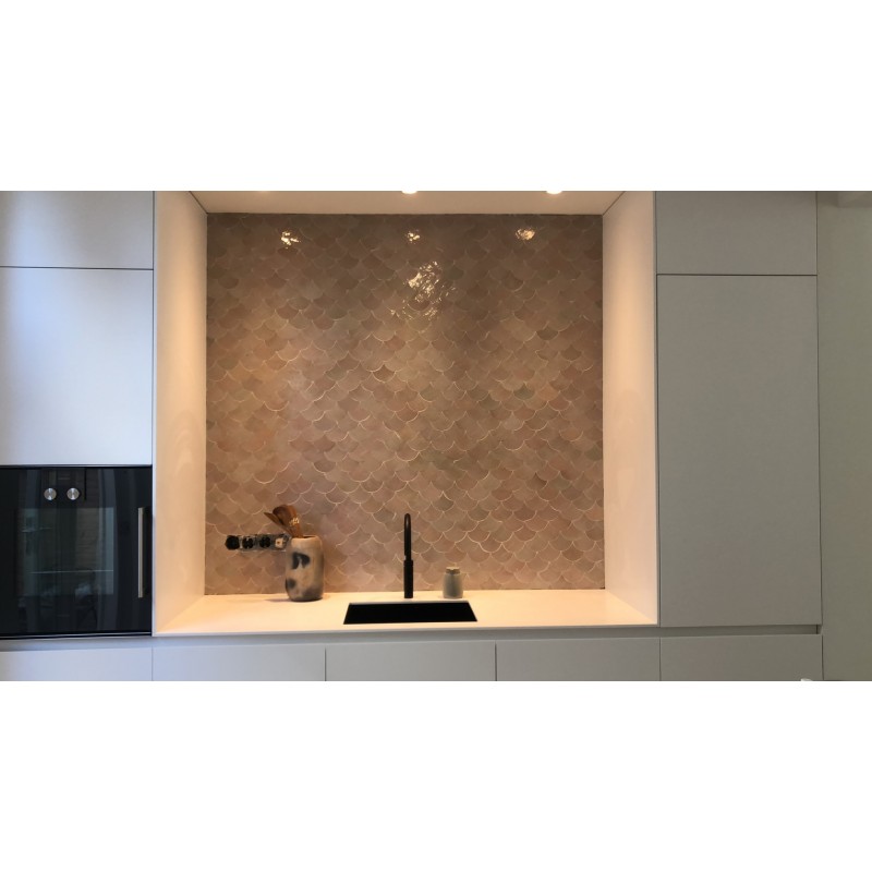 Różowo-szare Płytki Zellige Rybia Łuska - Gris Rose