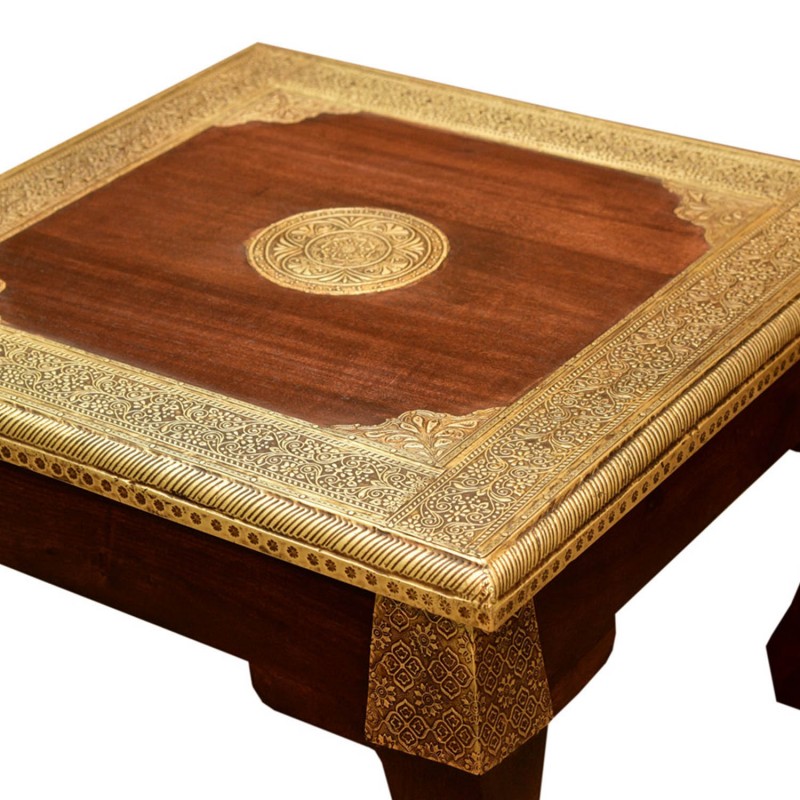 Orientalny stolik z drewna sezamowego i mosiądzu M