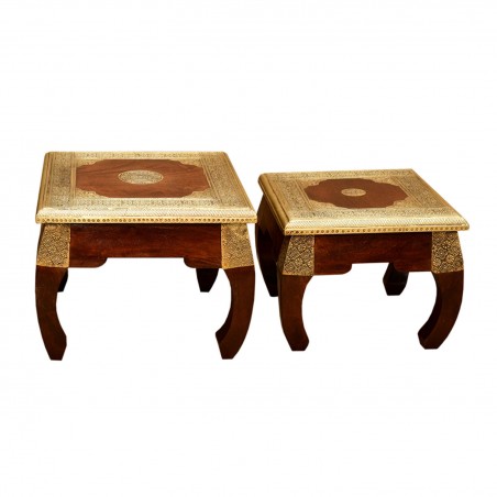 Orientalny stolik z drewna sezamowego i mosiądzu S&M