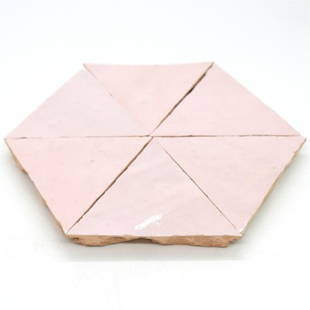 Pastelowo-różowe Trójkątne Płytki Zellige - Pastel Rose