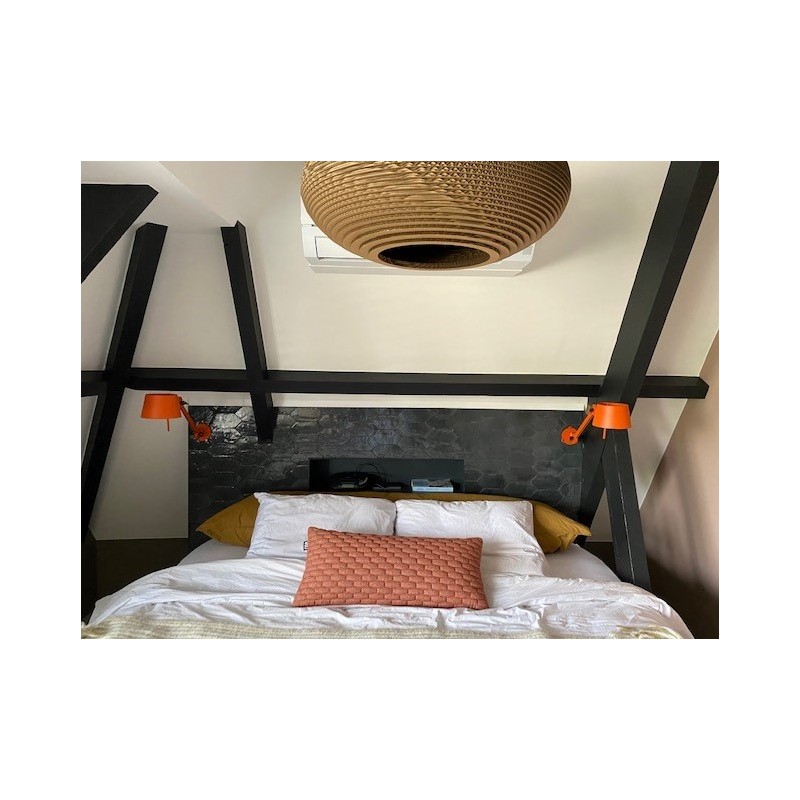 Marokańskie Płytki Platta Charcoal Art Deco - sypialnia