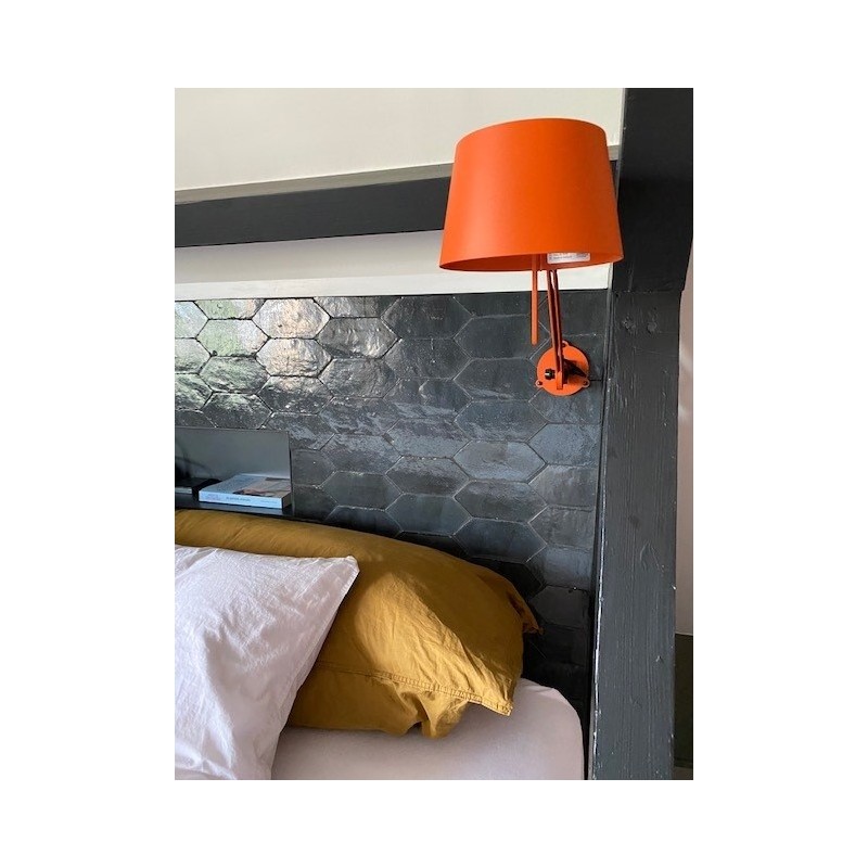 Marokańskie Płytki Platta Charcoal Art Deco - sypialnia