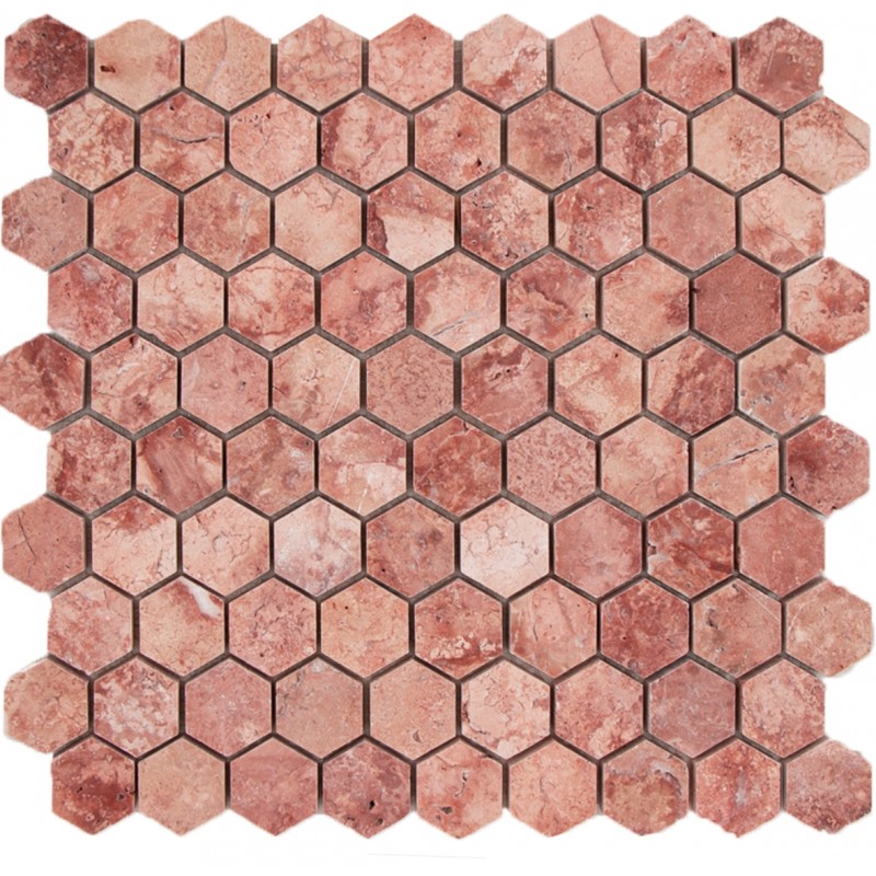 Sześciokątna Mozaika Marmurowa Red Travertine