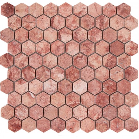 Sześciokątna Mozaika Marmurowa Red Travertine