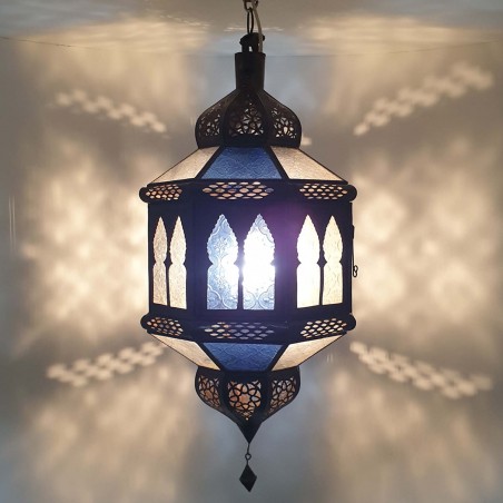 Lampa z Maroka TROMBIA BIBAN biało-niebieska