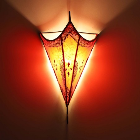 Marokańska skórzana lampa ścienna Mouna czerwona