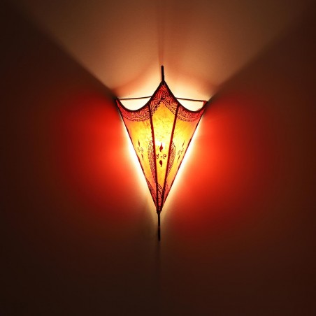 Marokańska skórzana lampa ścienna Mouna czerwona