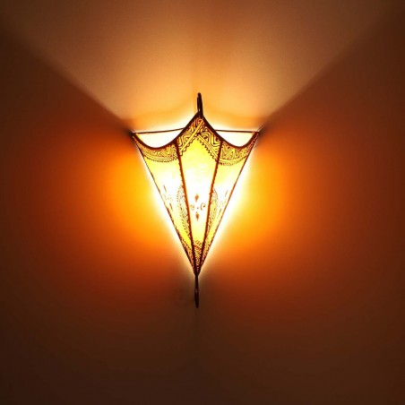 Marokańska skórzana lampa ścienna Mouna pomarańczowa