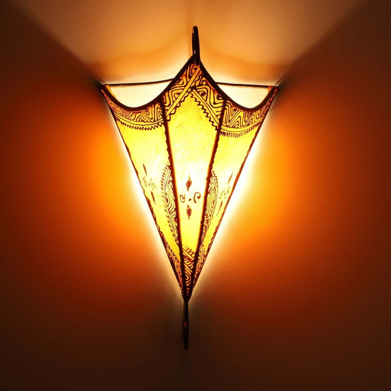 Marokańska skórzana lampa ścienna Mouna pomarańczowa
