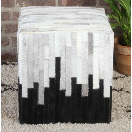Patchworkowa skórzana pufa Sunil