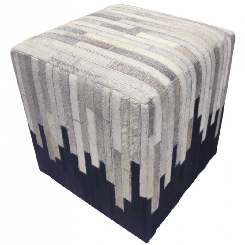 Patchworkowa skórzana pufa Sunil