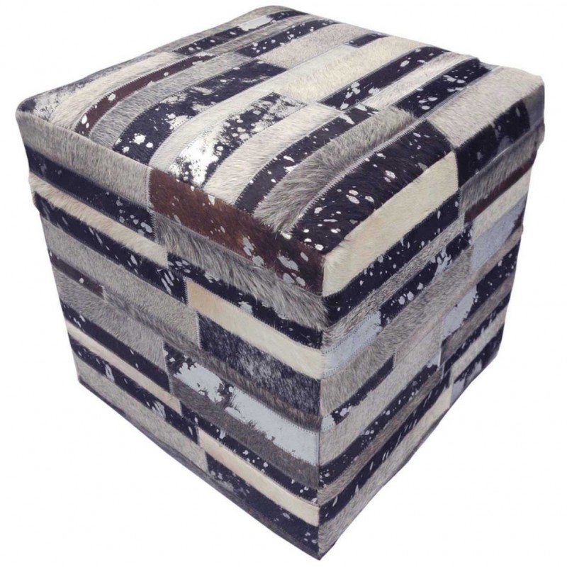 Patchworkowa skórzana pufa Rinara