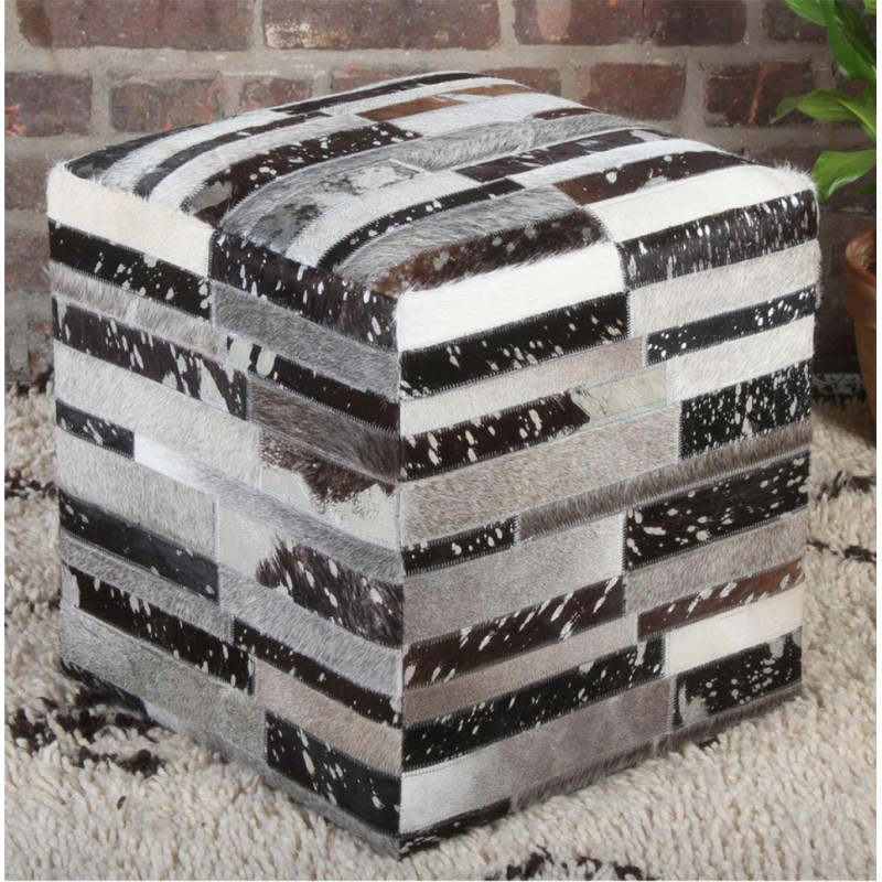 Patchworkowa skórzana pufa Rinara