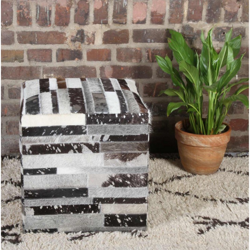 Patchworkowa skórzana pufa Rinara