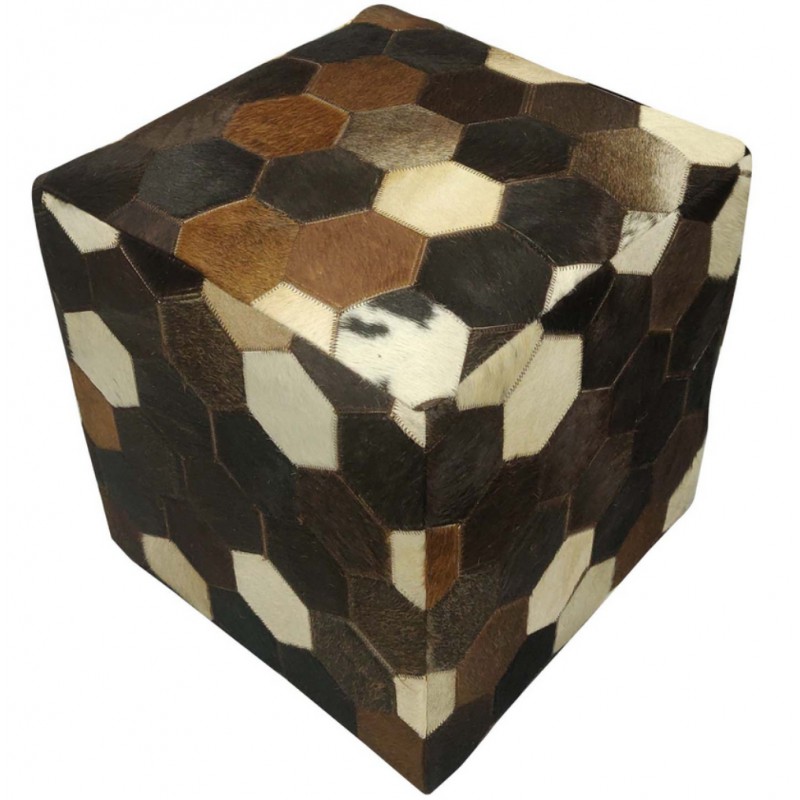 Patchworkowa skórzana pufa Vanita