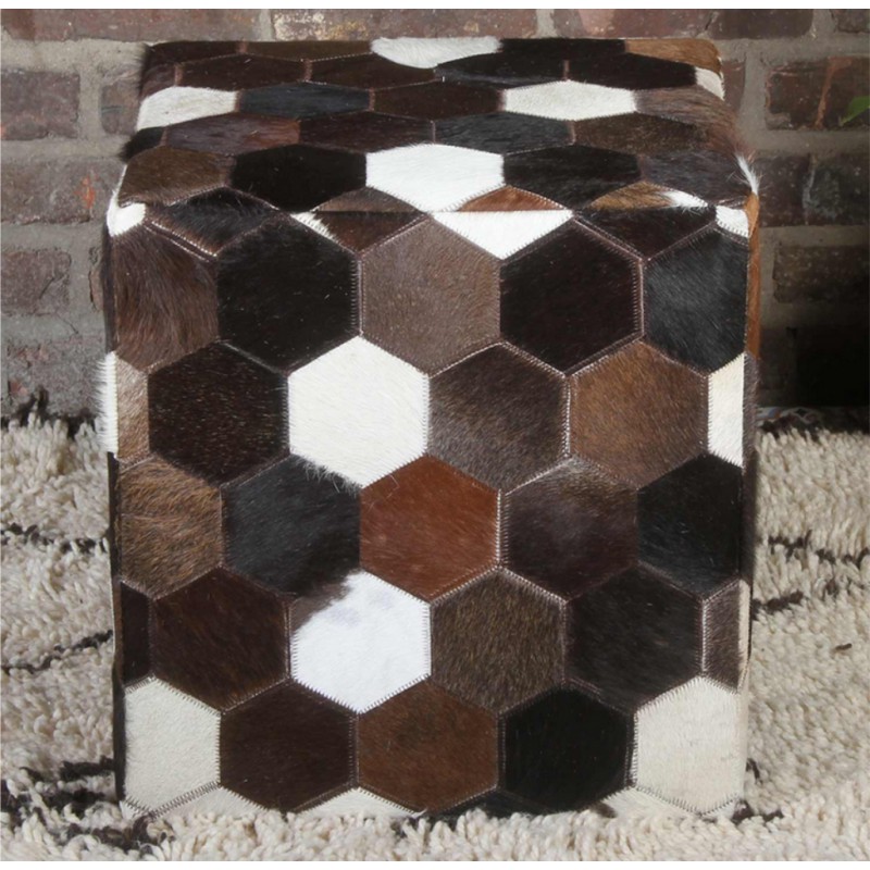 Patchworkowa skórzana pufa Vanita