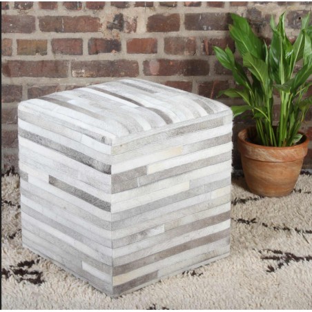 Patchworkowa skórzana pufa Liem