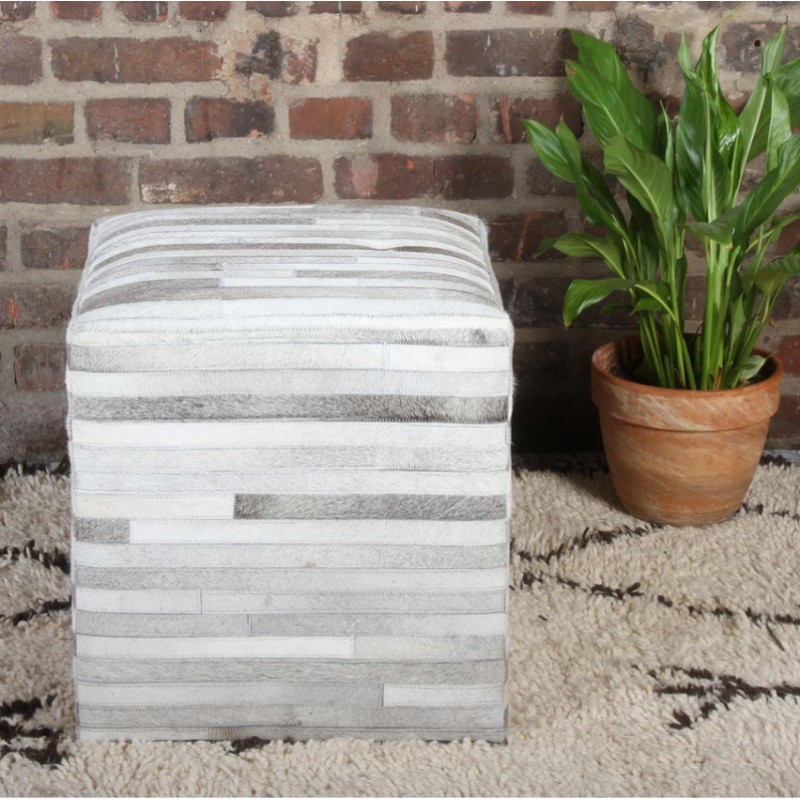 Patchworkowa skórzana pufa Liem