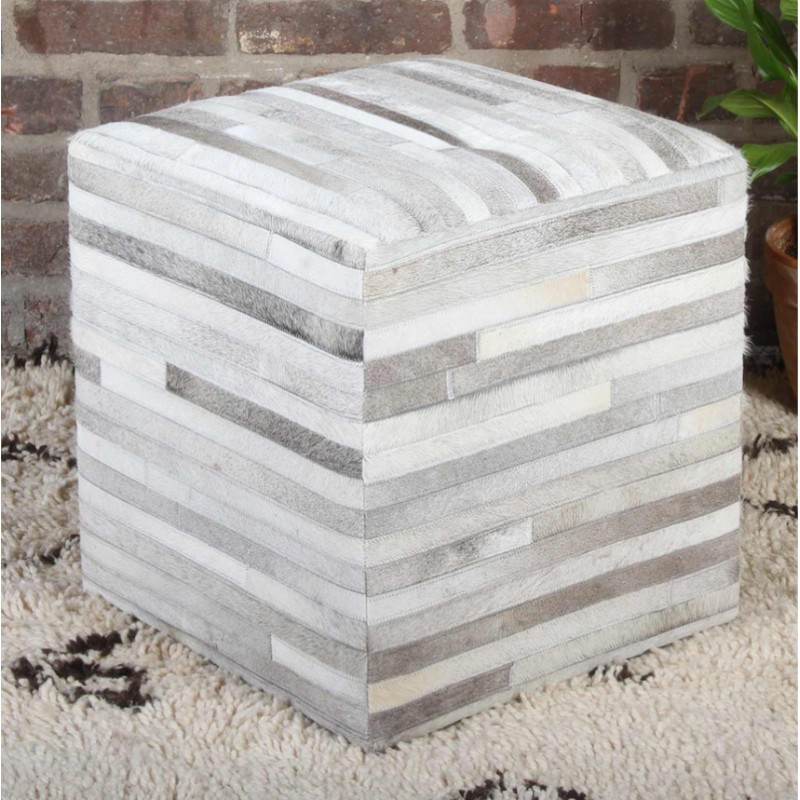 Patchworkowa skórzana pufa Liem