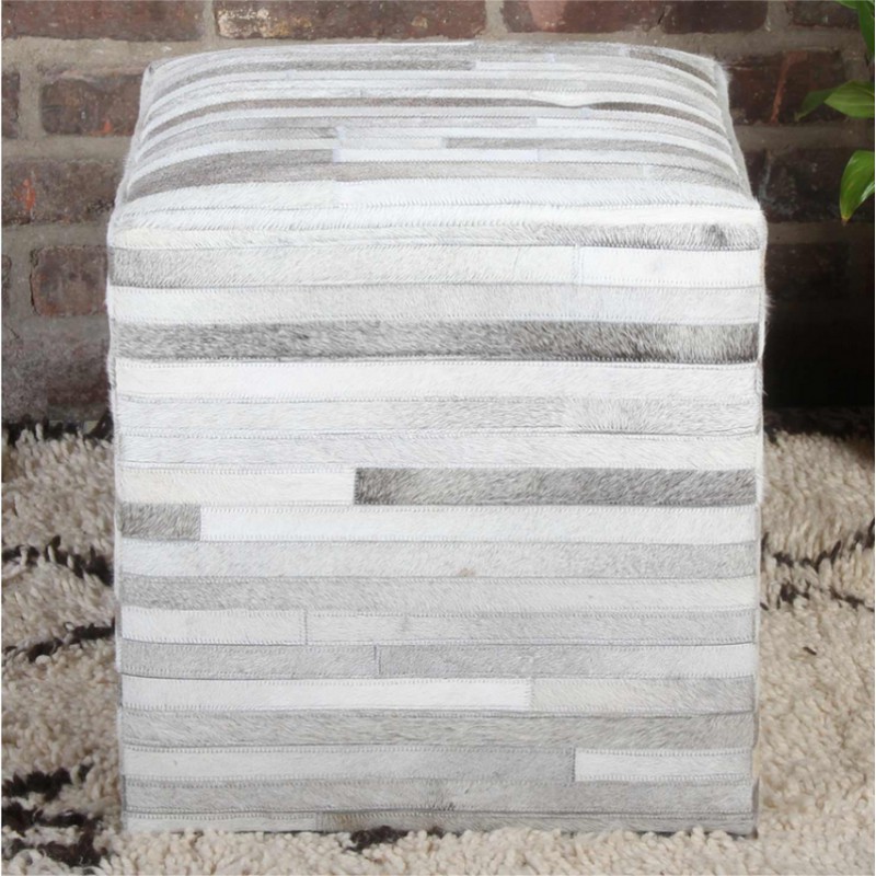 Patchworkowa skórzana pufa Liem