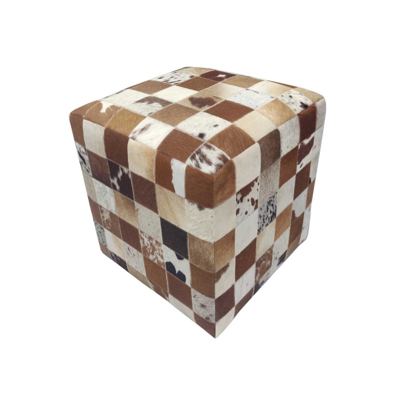 Patchworkowa skórzana pufa Jaspal