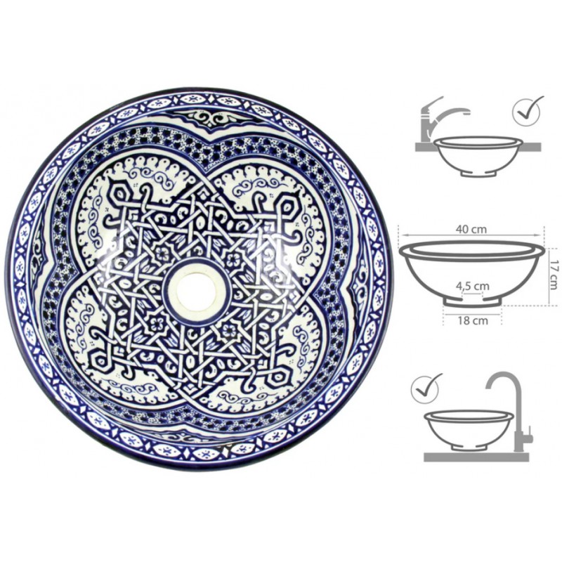 Ceramiczna umywalka orientalna FES 46, średnica 40 cm