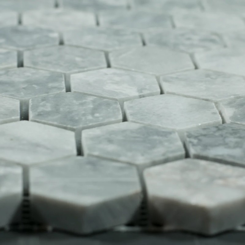 Sześciokątna Mozaika Marmurowa Silver Shadow