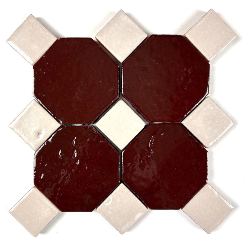 Kafle Szkliwione Oktagon 10x10 Black Red